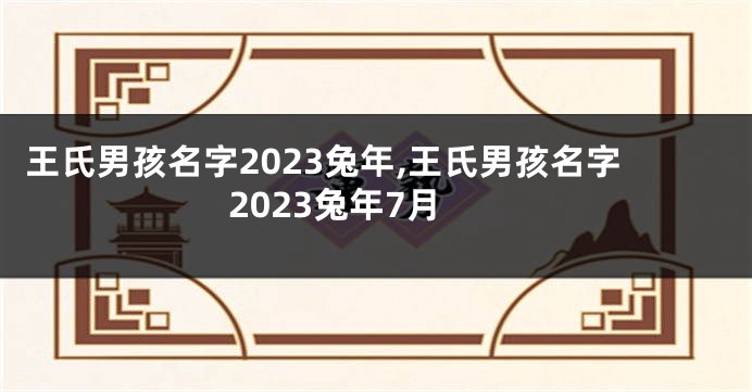 王氏男孩名字2023兔年,王氏男孩名字2023兔年7月
