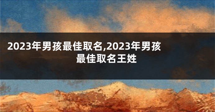 2023年男孩最佳取名,2023年男孩最佳取名王姓