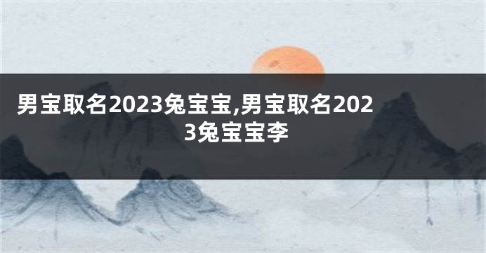 男宝取名2023兔宝宝,男宝取名2023兔宝宝李