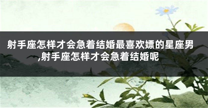 射手座怎样才会急着结婚最喜欢嫖的星座男,射手座怎样才会急着结婚呢