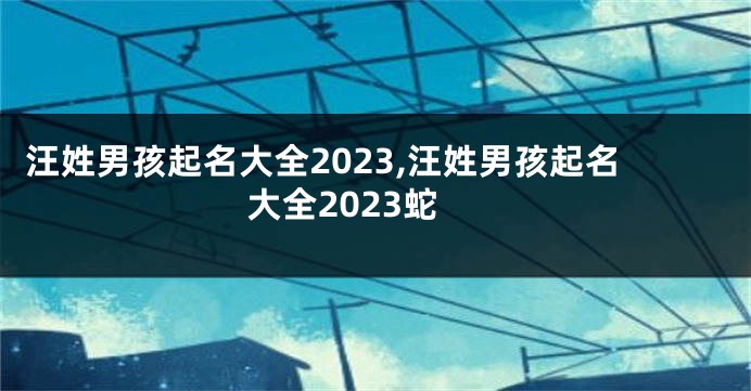 汪姓男孩起名大全2023,汪姓男孩起名大全2023蛇