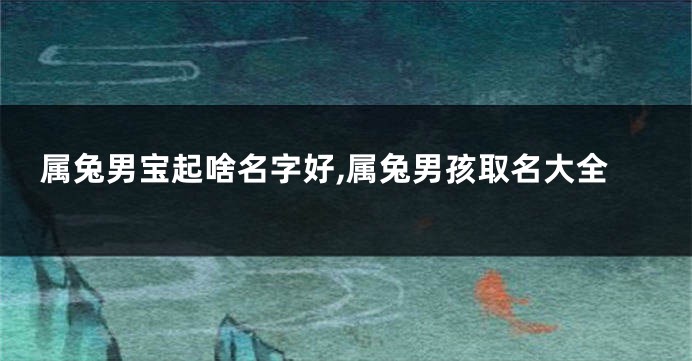 属兔男宝起啥名字好,属兔男孩取名大全