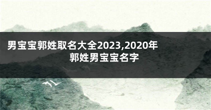 男宝宝郭姓取名大全2023,2020年郭姓男宝宝名字
