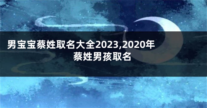 男宝宝蔡姓取名大全2023,2020年蔡姓男孩取名