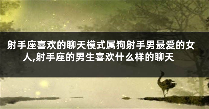 射手座喜欢的聊天模式属狗射手男最爱的女人,射手座的男生喜欢什么样的聊天