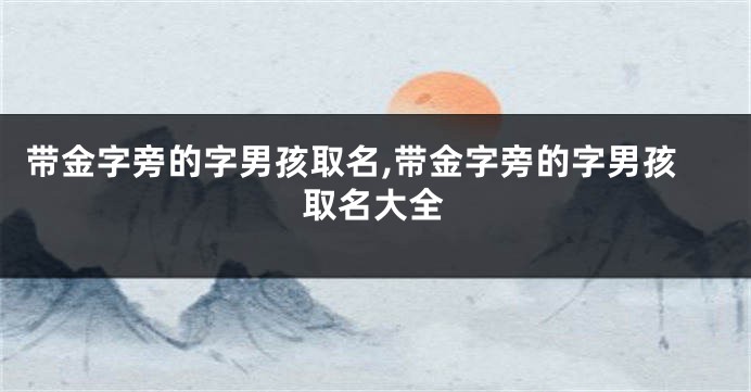 带金字旁的字男孩取名,带金字旁的字男孩取名大全