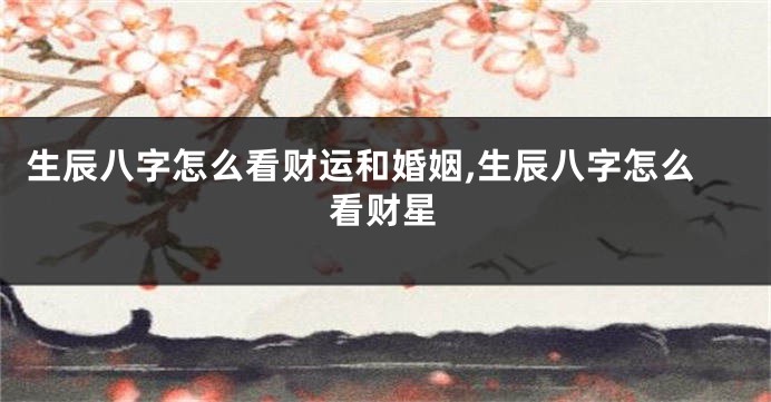 生辰八字怎么看财运和婚姻,生辰八字怎么看财星
