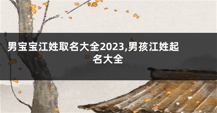 男宝宝江姓取名大全2023,男孩江姓起名大全