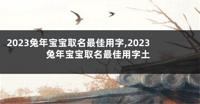 2023兔年宝宝取名最佳用字,2023兔年宝宝取名最佳用字土