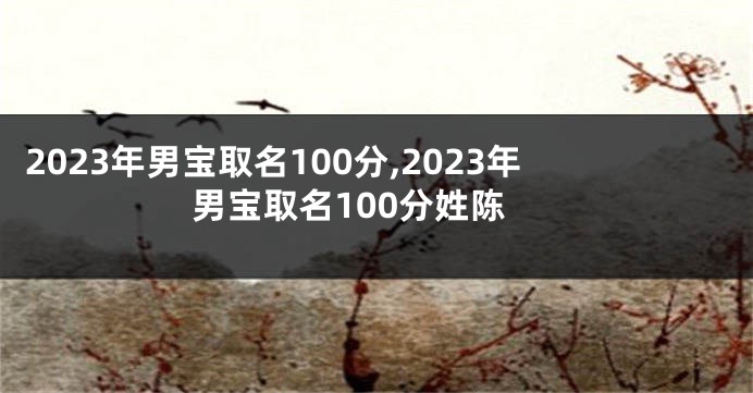 2023年男宝取名100分,2023年男宝取名100分姓陈