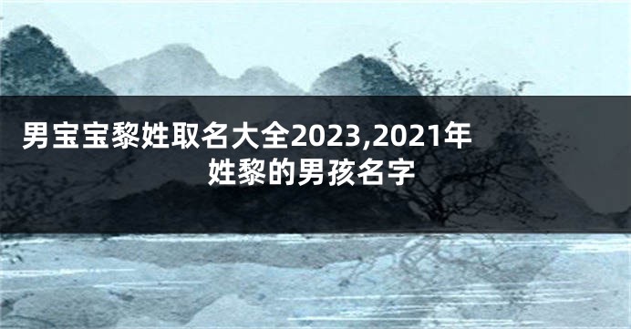 男宝宝黎姓取名大全2023,2021年姓黎的男孩名字