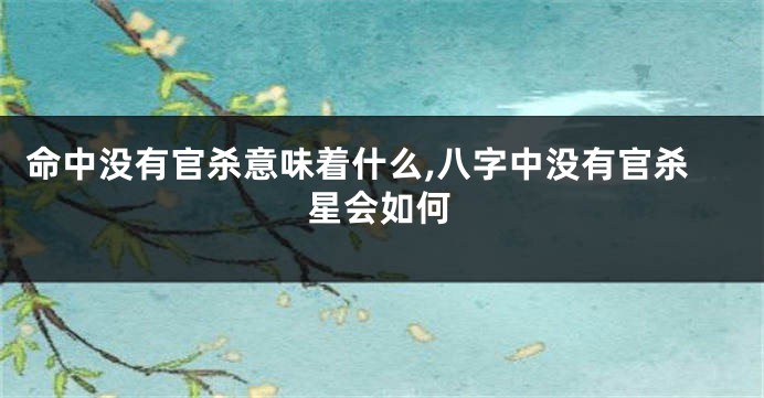 命中没有官杀意味着什么,八字中没有官杀星会如何