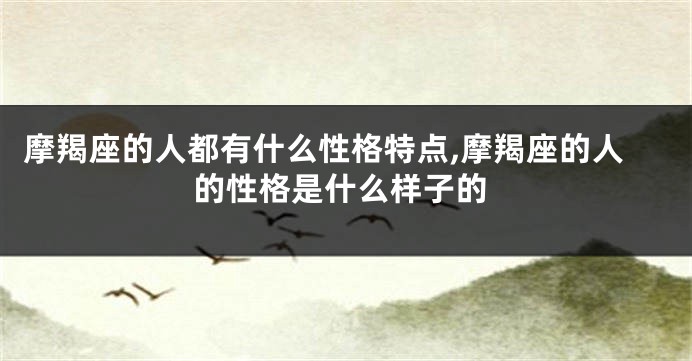 摩羯座的人都有什么性格特点,摩羯座的人的性格是什么样子的