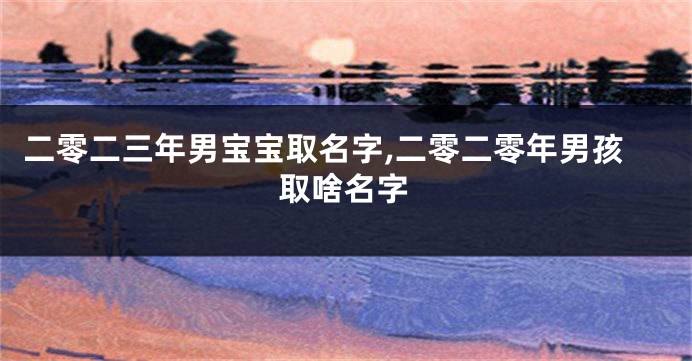二零二三年男宝宝取名字,二零二零年男孩取啥名字