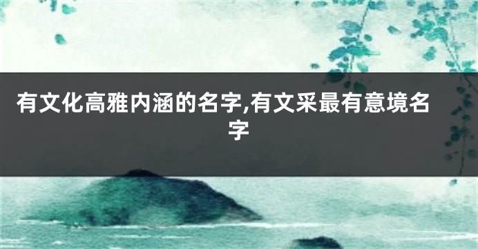 有文化高雅内涵的名字,有文采最有意境名字