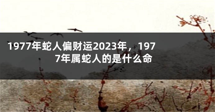 1977年蛇人偏财运2023年,1977年属蛇人的是什么命