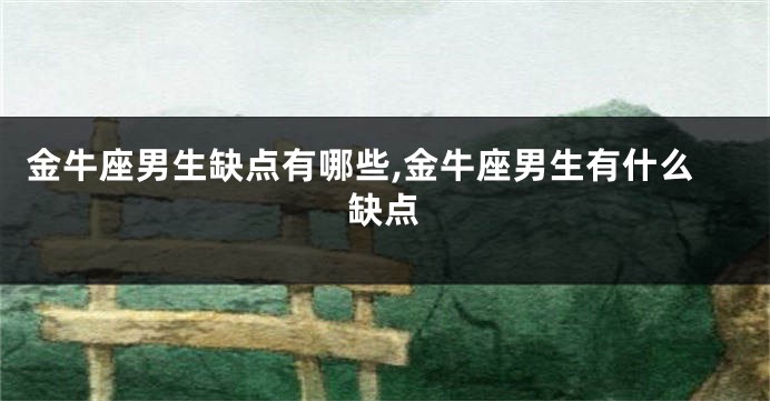 金牛座男生缺点有哪些,金牛座男生有什么缺点