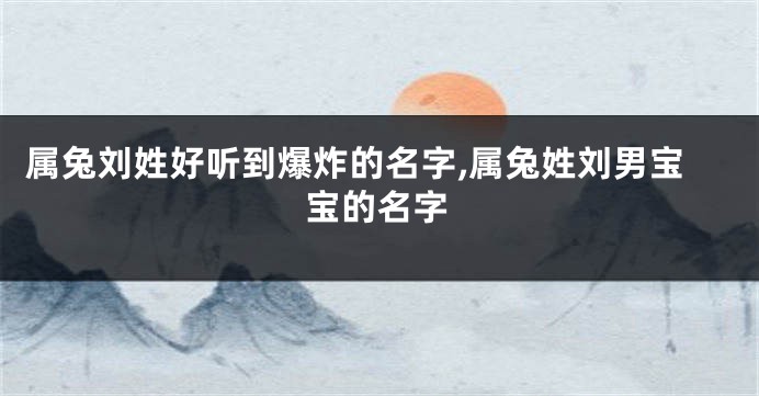属兔刘姓好听到爆炸的名字,属兔姓刘男宝宝的名字