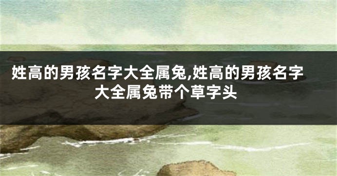 姓高的男孩名字大全属兔,姓高的男孩名字大全属兔带个草字头