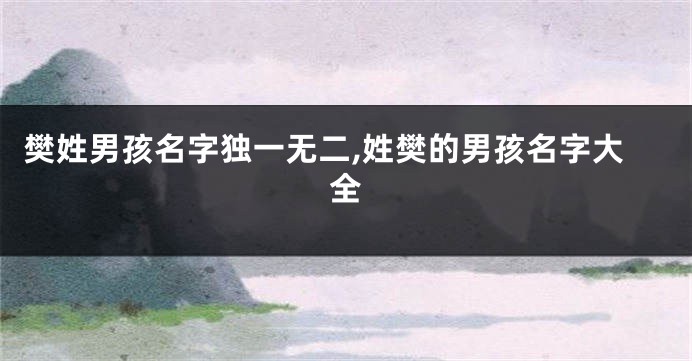 樊姓男孩名字独一无二,姓樊的男孩名字大全