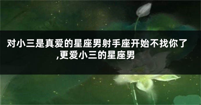 对小三是真爱的星座男射手座开始不找你了,更爱小三的星座男