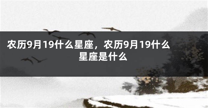 农历9月19什么星座,农历9月19什么星座是什么