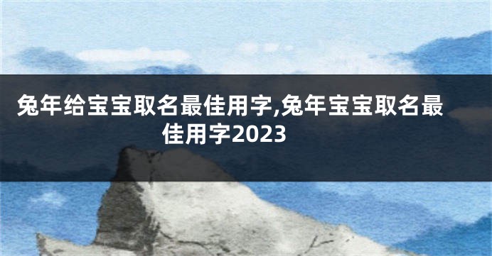 兔年给宝宝取名最佳用字,兔年宝宝取名最佳用字2023