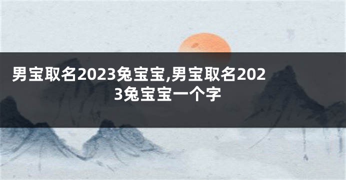 男宝取名2023兔宝宝,男宝取名2023兔宝宝一个字