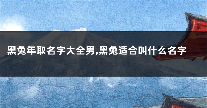 黑兔年取名字大全男,黑兔适合叫什么名字