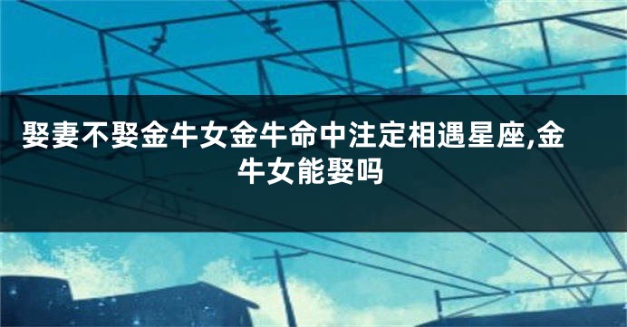 娶妻不娶金牛女金牛命中注定相遇星座,金牛女能娶吗