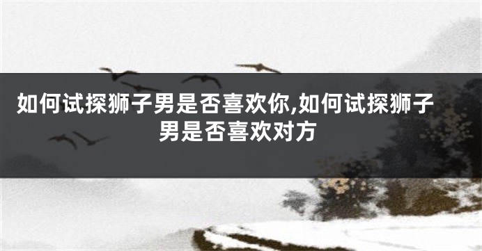 如何试探狮子男是否喜欢你,如何试探狮子男是否喜欢对方