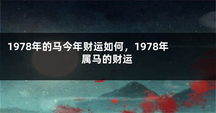 1978年的马今年财运如何,1978年属马的财运