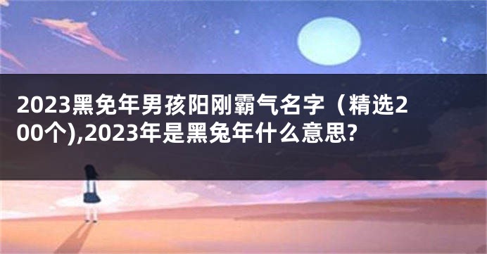 2023黑免年男孩阳刚霸气名字(精选200个),2023年是黑兔年什么意思?