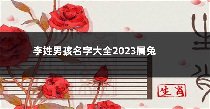 李姓男孩名字大全2023属兔