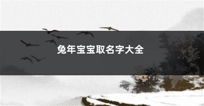 兔年宝宝取名字大全