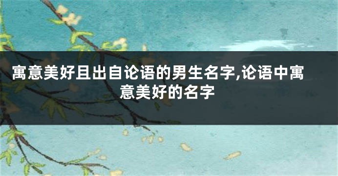 寓意美好且出自论语的男生名字,论语中寓意美好的名字