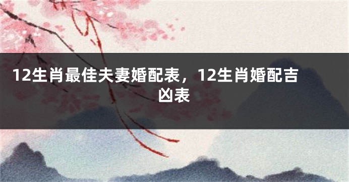 12生肖最佳夫妻婚配表,12生肖婚配吉凶表