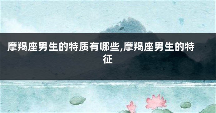 摩羯座男生的特质有哪些,摩羯座男生的特征