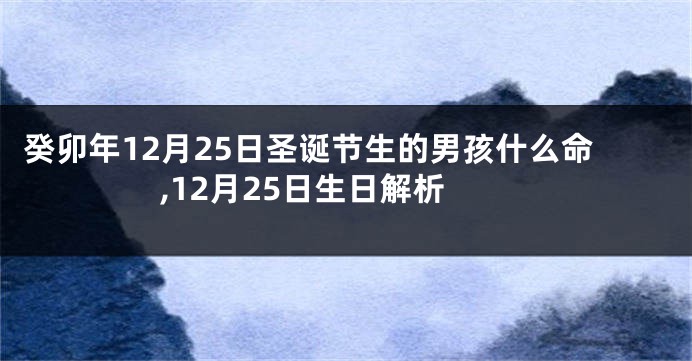癸卯年12月25日圣诞节生的男孩什么命,12月25日生日解析