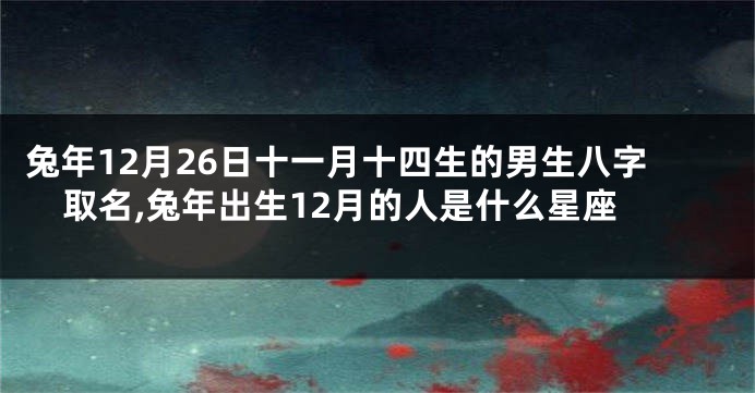 兔年12月26日十一月十四生的男生八字取名,兔年出生12月的人是什么星座
