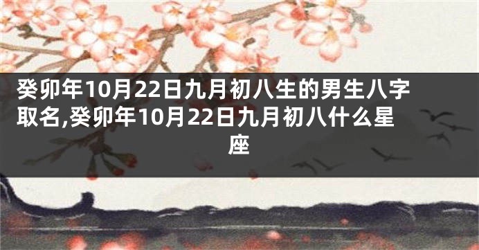 癸卯年10月22日九月初八生的男生八字取名,癸卯年10月22日九月初八什么星座