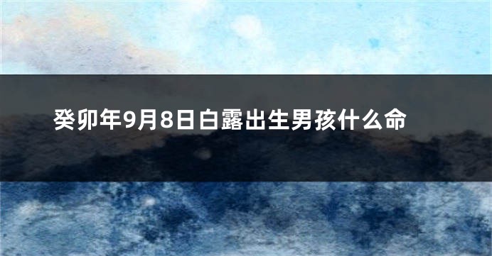 癸卯年9月8日白露出生男孩什么命