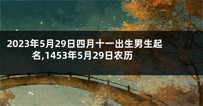 2023年5月29日四月十一出生男生起名,1453年5月29日农历