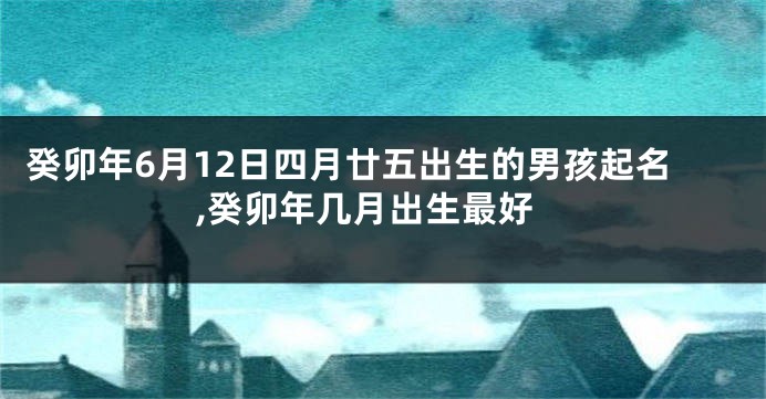 癸卯年6月12日四月廿五出生的男孩起名,癸卯年几月出生最好