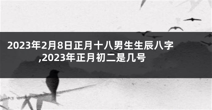 2023年2月8日正月十八男生生辰八字,2023年正月初二是几号