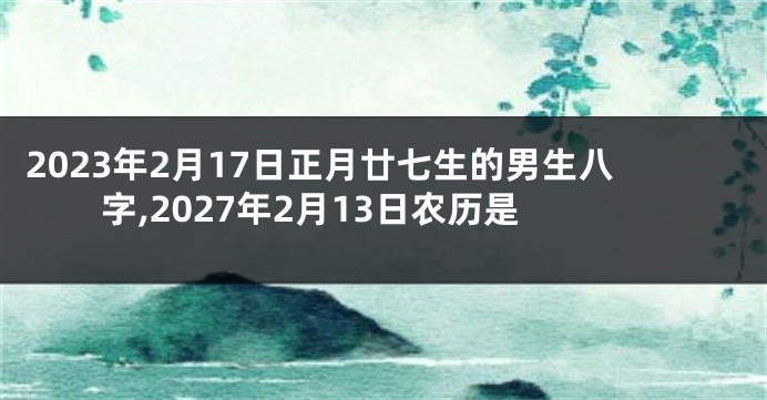 2023年2月17日正月廿七生的男生八字,2027年2月13日农历是