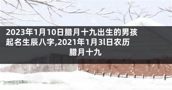 2023年1月10日腊月十九出生的男孩起名生辰八字,2021年1月3l日农历腊月十九