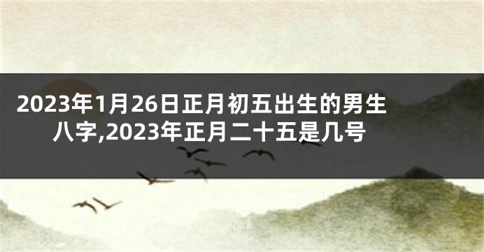 2023年1月26日正月初五出生的男生八字,2023年正月二十五是几号