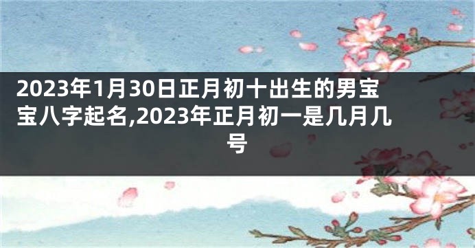 2023年1月30日正月初十出生的男宝宝八字起名,2023年正月初一是几月几号