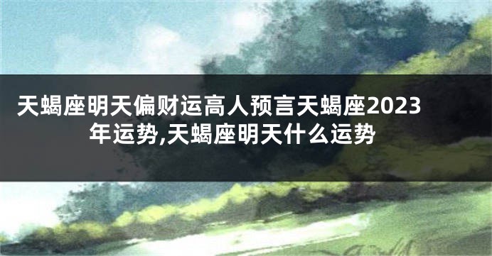 天蝎座明天偏财运高人预言天蝎座2023年运势,天蝎座明天什么运势